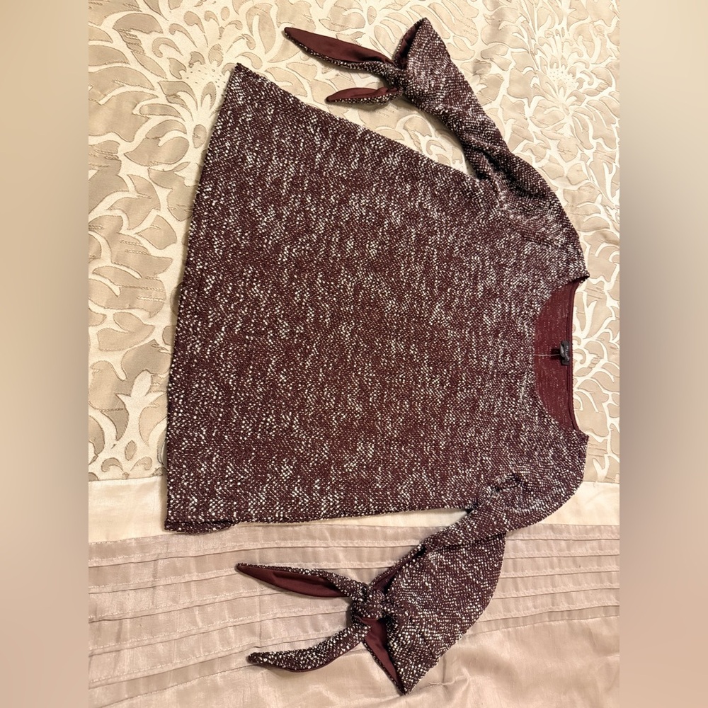 Ann Taylor Burgundy Sweater with Bow Accents